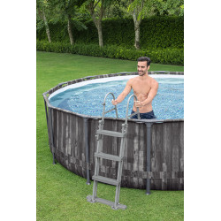 Piscine tubulaire ronde aspect bois veilli Bestway 3,66 x 1,00m