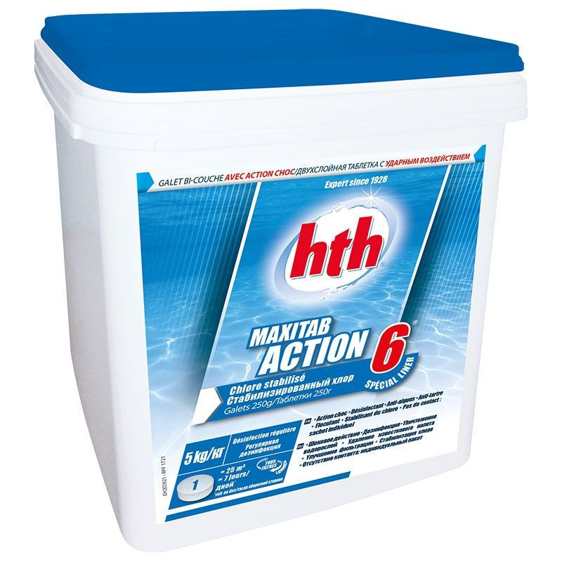 HTH Maxitab action 6 spécial liner-chlore lent multiactions HTH Maxitab action 6 spécial liner-chlore lent multiactions
