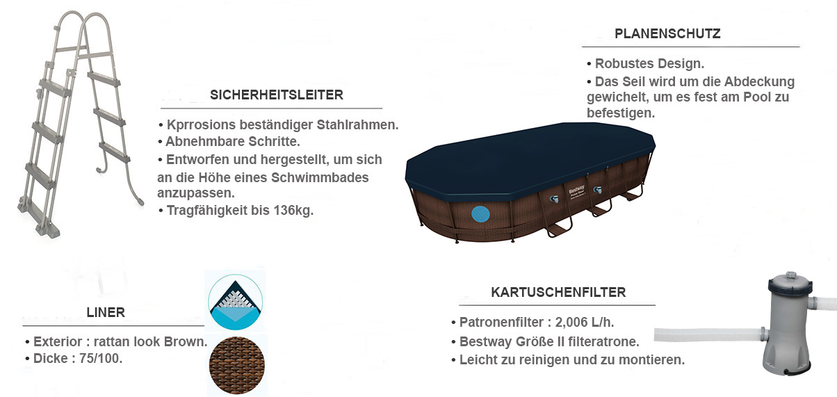 equipements inclus piscine tubulaire ovale 4.27 x 2.50 x 1.00m