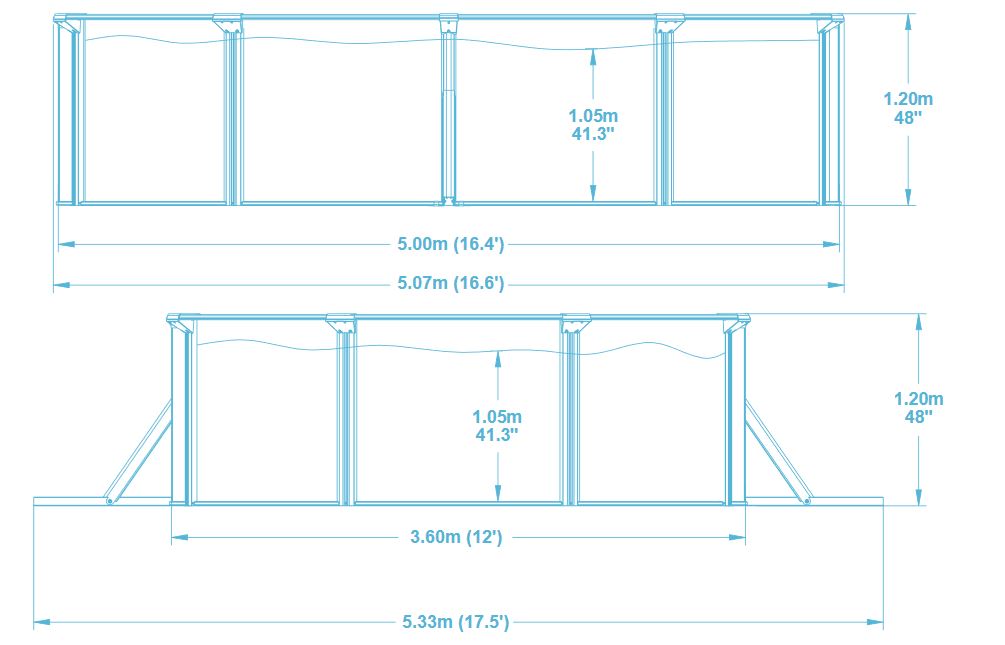 diemensions piscine hydrium 5.00 x 3.60 x 1.20