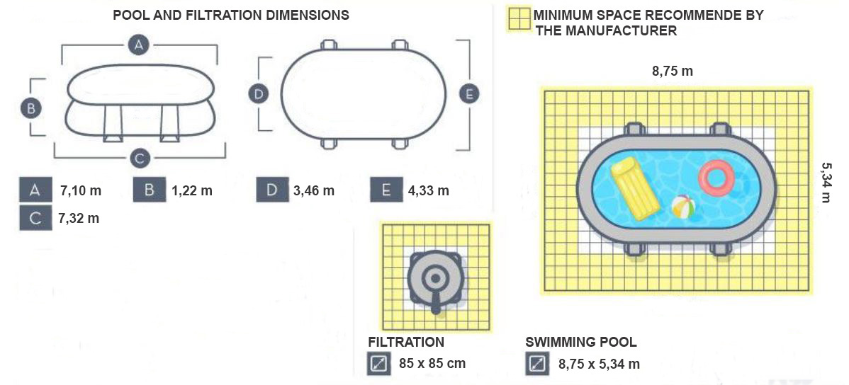 piscine tubulaire ovale aspect bois 732 x 366 x 122