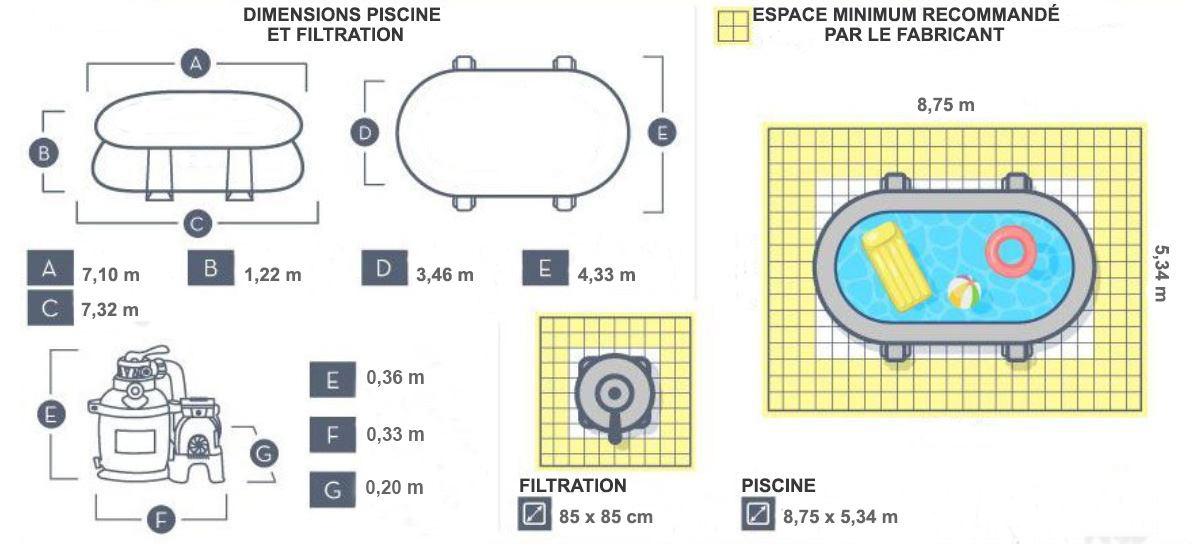 piscine tubulaire ovale 732 x 366 x 122m