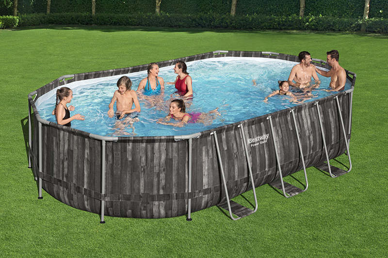 piscine ovale tubulaire aspect bois 610 x 366 x 122m