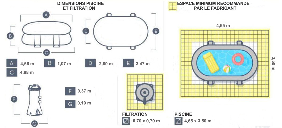 dimensions piscine ovale 488 x 305 x 107