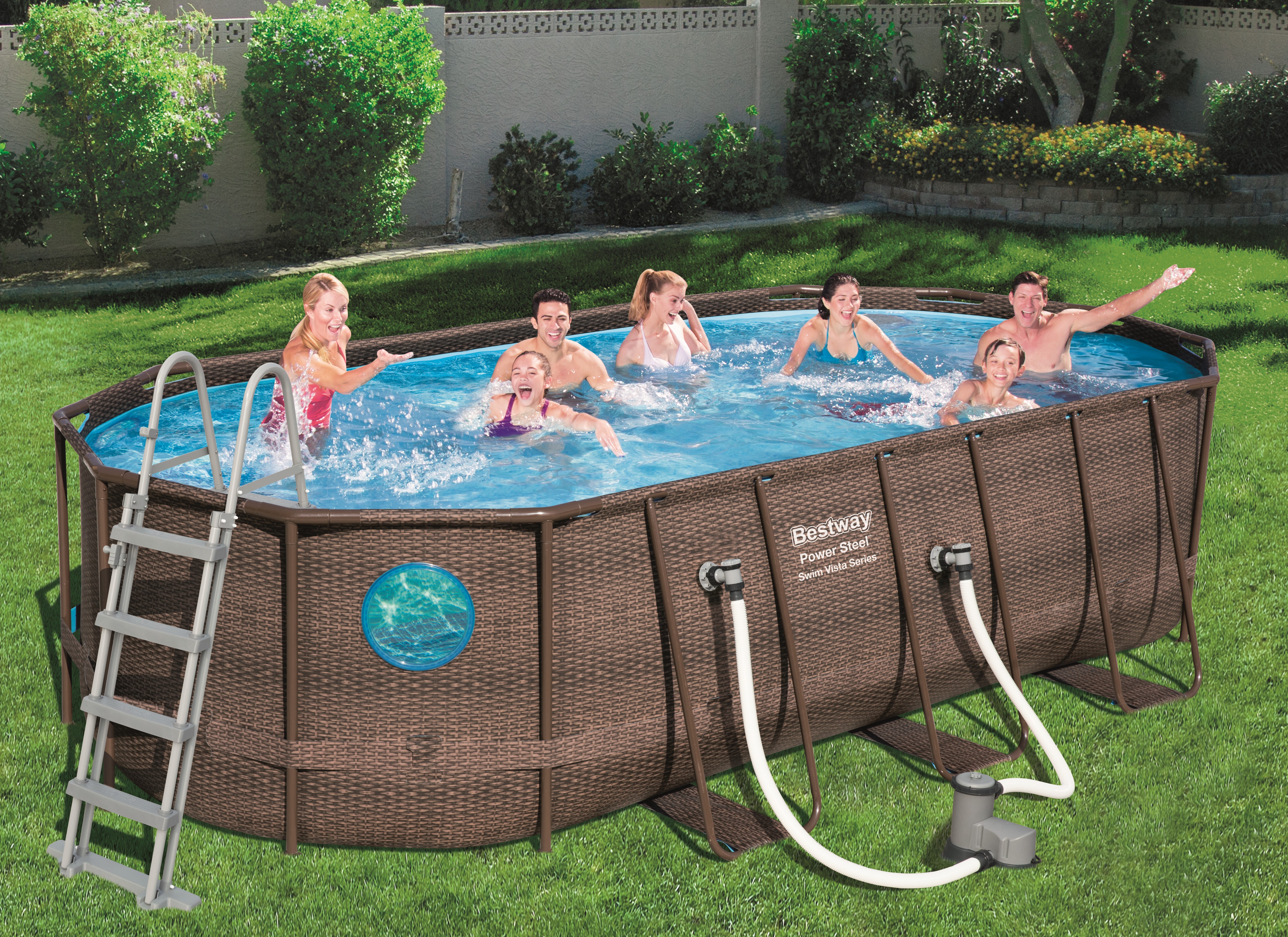 Piscine tubulaire Power Steel ovale 4,88 x 3,05 x 1,07 m - Bestway