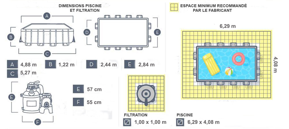 dimensions piscine rectangulaire 488 x 244 x 122