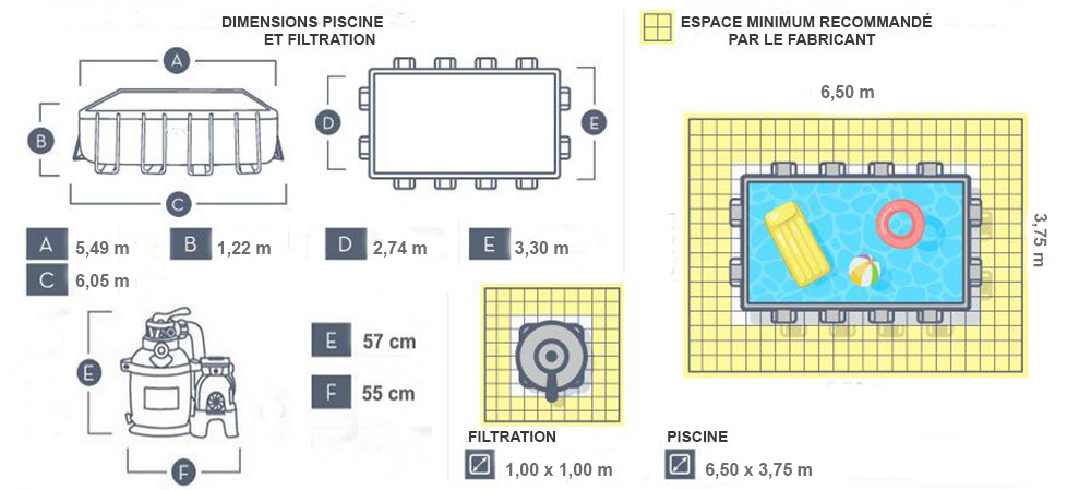 dimensions piscine rotin gris 549 x 274 x 122