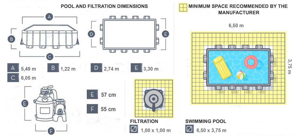 dimensions power steel tubular pool 5.49 x 2.74 x 1.22m