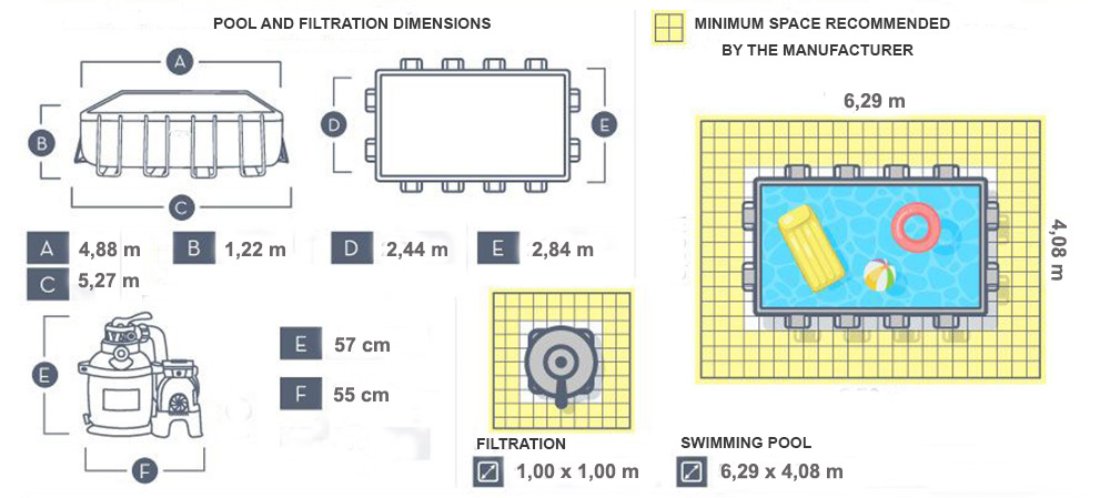 DIMENSIONS pool power steel 4,88 x 2,44 x 1,22m