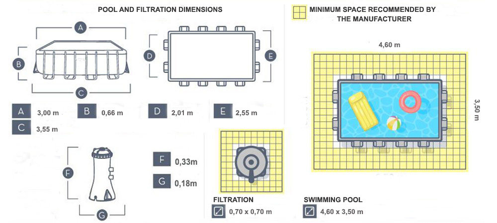 bestway power steel pro rectangular tubular pool 3.00 x 2.01 x 66m