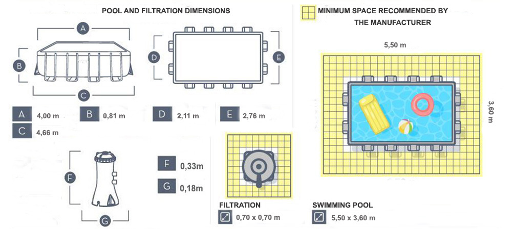 dimensions power steel pool 4.00 x 2.11 x 0.81m anglais