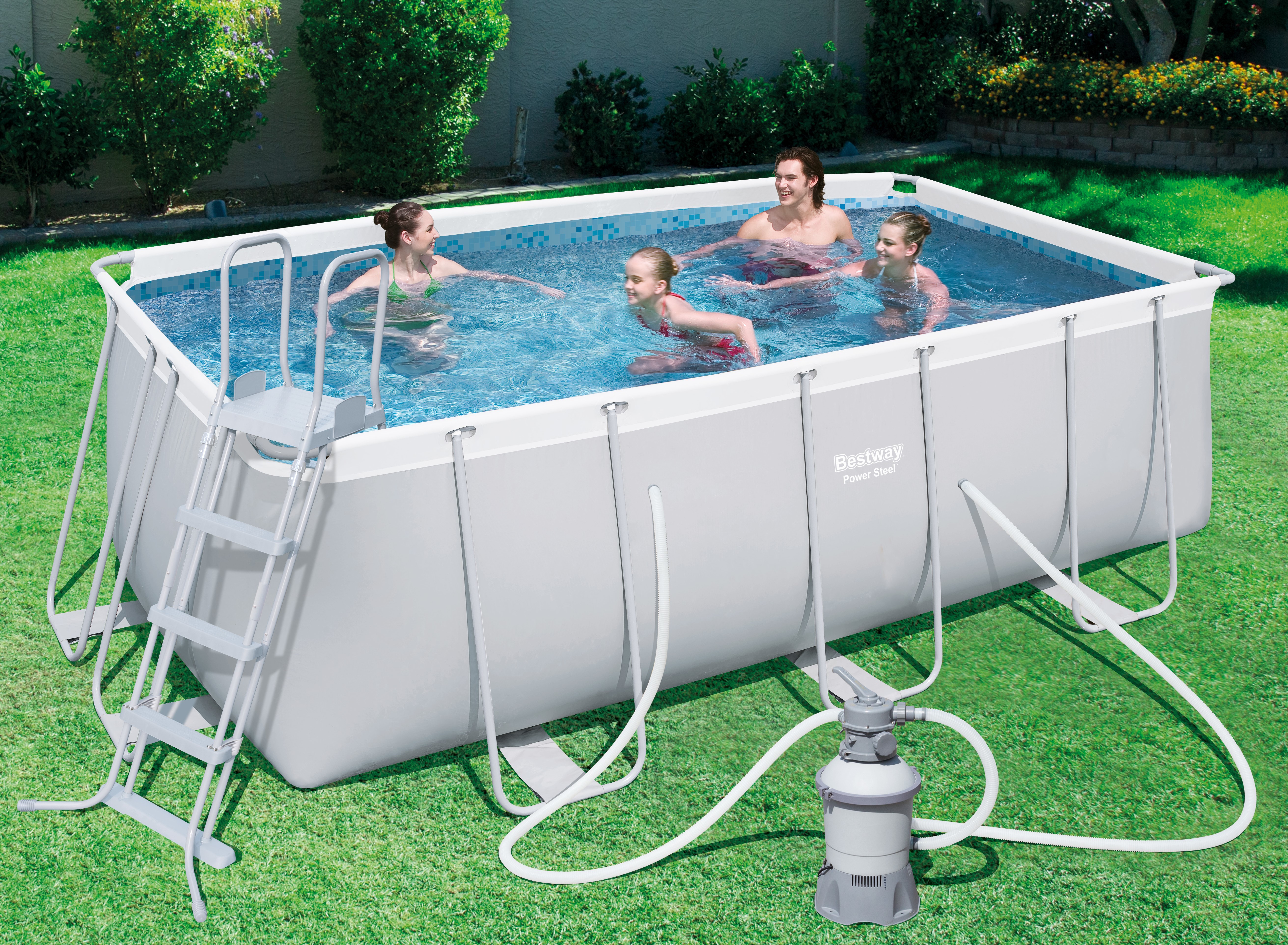 piscine tubulaire rectangulaire power steel 4,12 x 2,01 x 1,22m