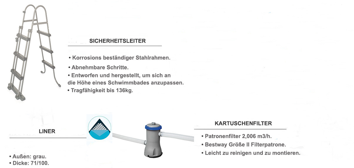 ausstattung enthalten bestway rattan braunen 3.66 x 1.00m