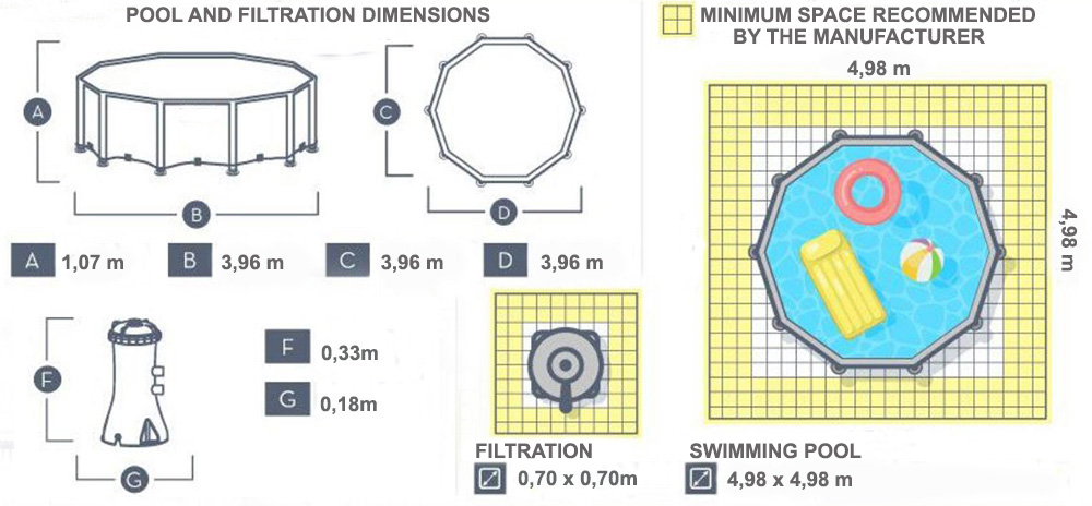 power steel round tubular pool 3.96 x 1.07m