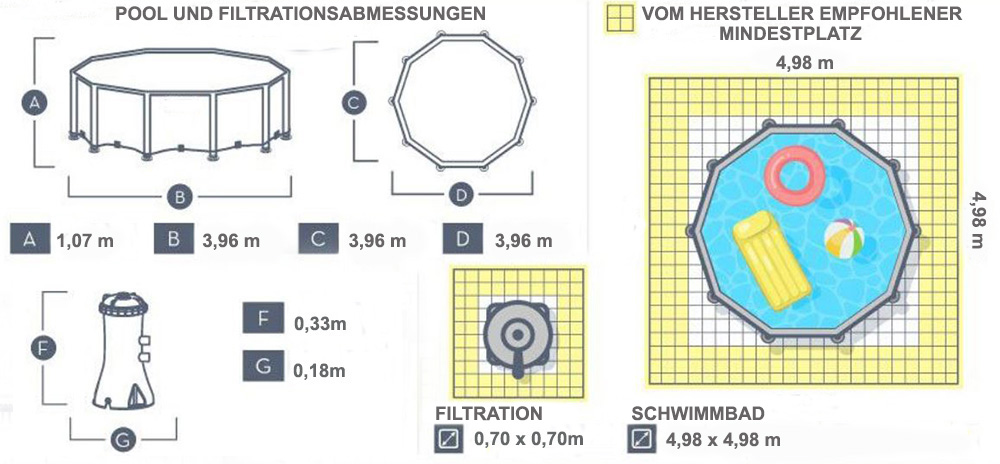 abmessungen pool 3.96 x 1.07m rattan look beige