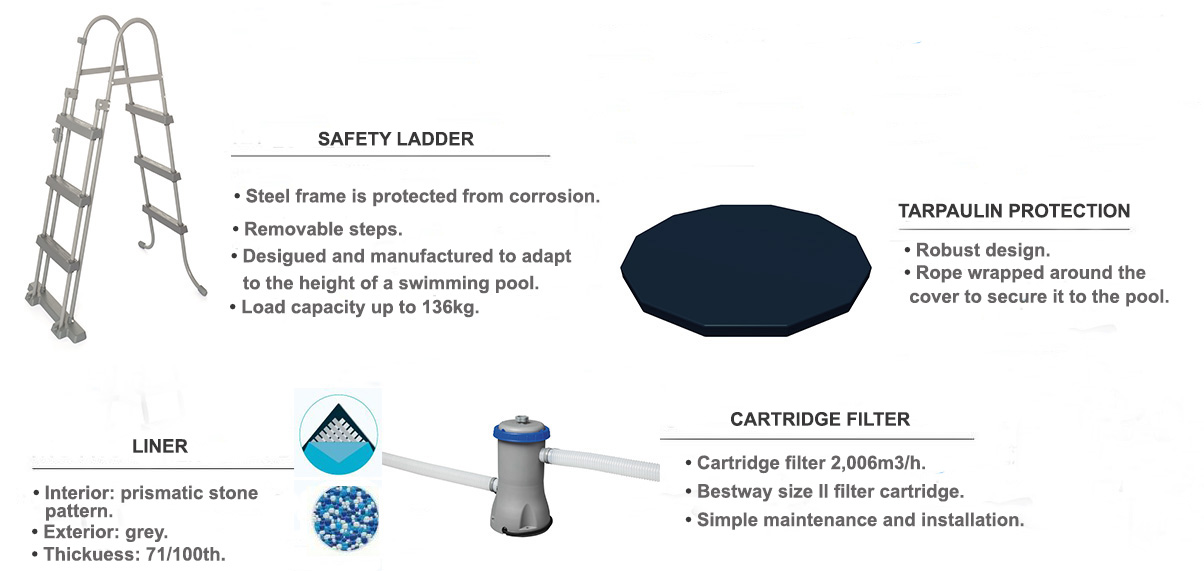 equipment steel pro max round tubular pool 3,66 x 1,22m