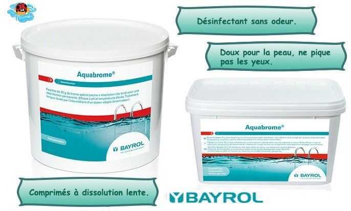 brome piscine, aquabrome, desinfection, dissolution lente