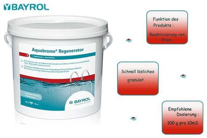 brome, aquabrome regenerator, bayrol, unterstützt die desinfektionswirkung
