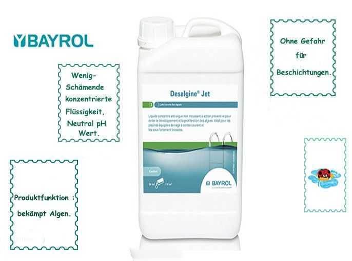 desalgine jet, bayrol, wenig-schamende konzentrierte flussigkeit neutral ph wert