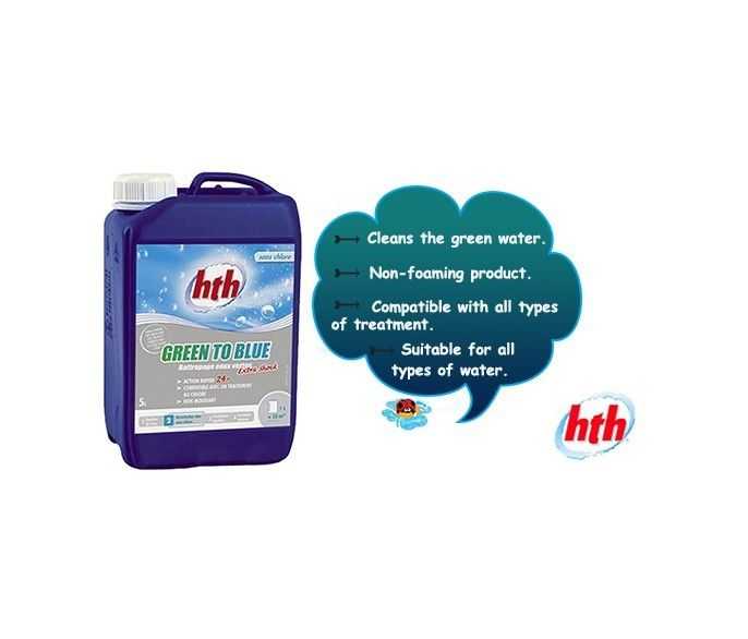 non foaming product, hth, green to blue