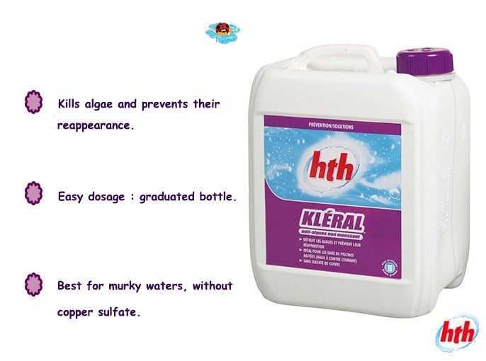 best for murky waters without copper sulfate, hth, super kleral