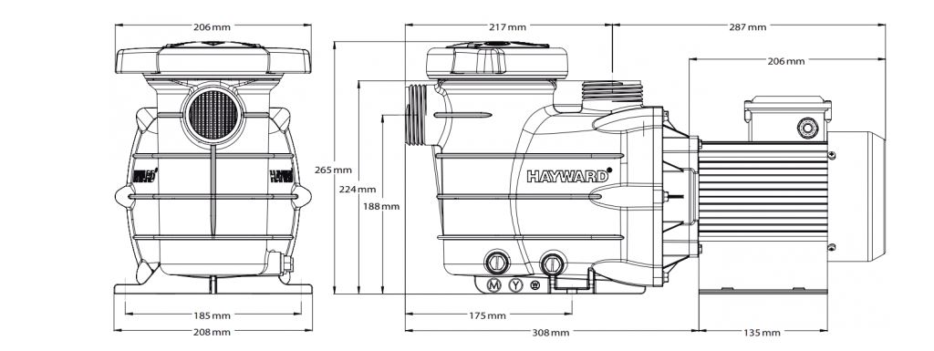 dimensions pompe powerline hayward