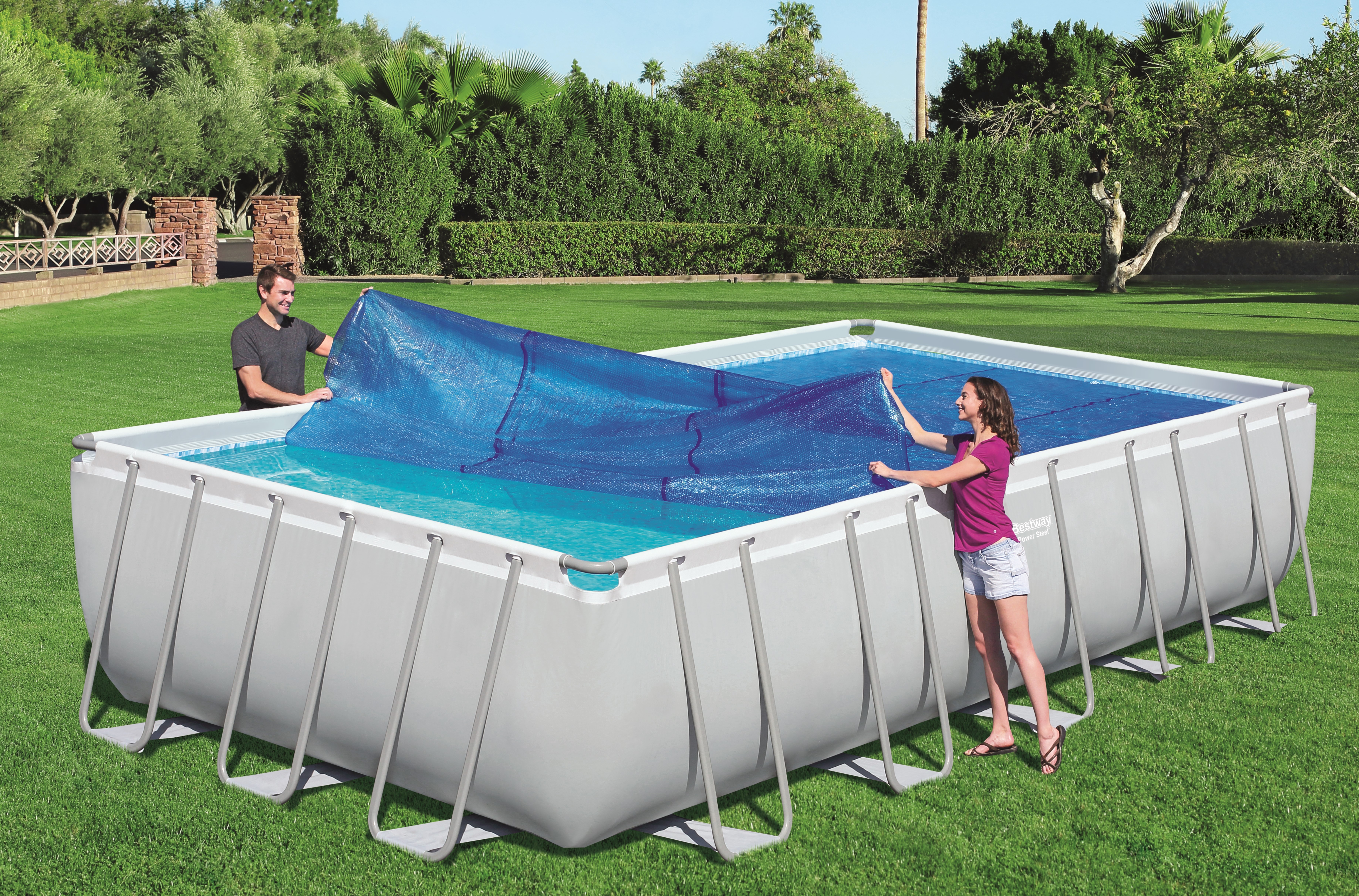 Happybuy Bâche Piscine Rectangulaire Hivernage 18X36 PI, Bâche à Bulle  Piscine Verte, Couverture Solaire Piscine Extérieur, Protection de Piscine  et