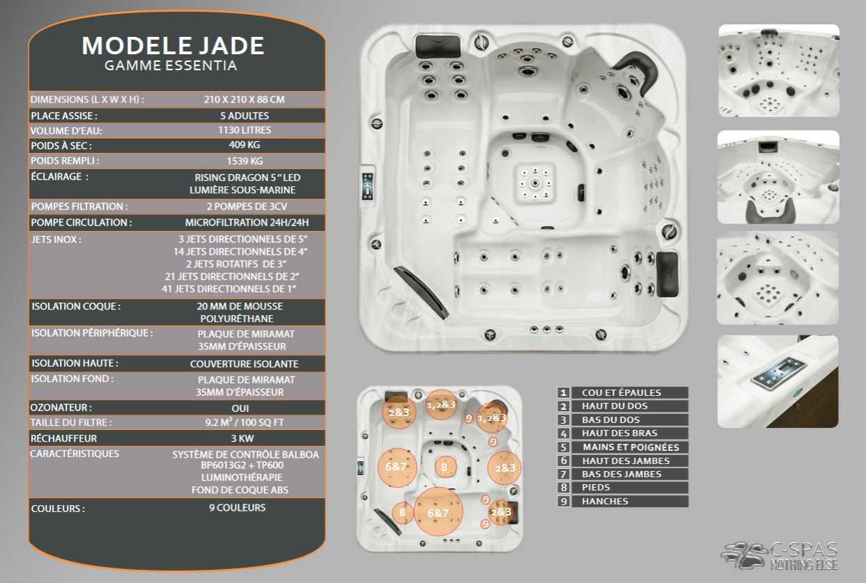 spa jade, cspas jade, caractéristiques jacuzzi