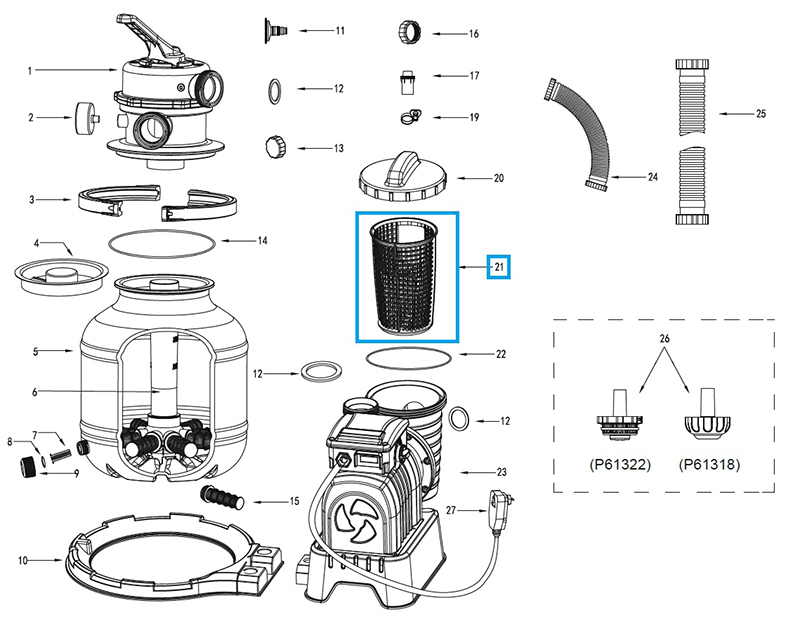 panier de pompe pour filtration à sable sauf 58515